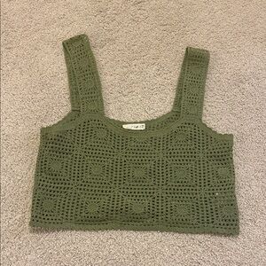 Olive Crochet Crop Top